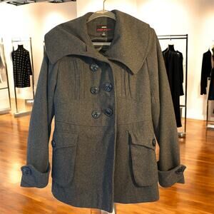 Miss Sixty Grey Wool Pea Coat Size Large